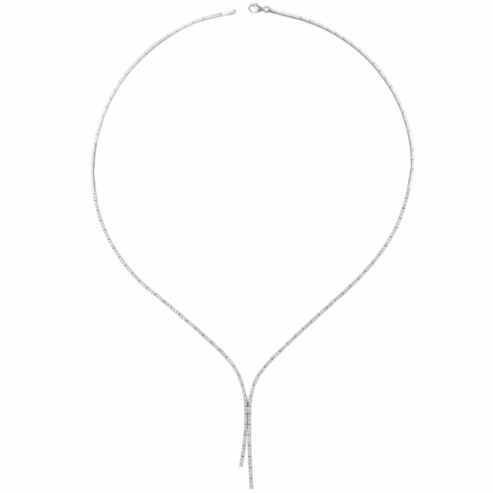 14 ayar beyaz altın suyolu kolye el işçiliği