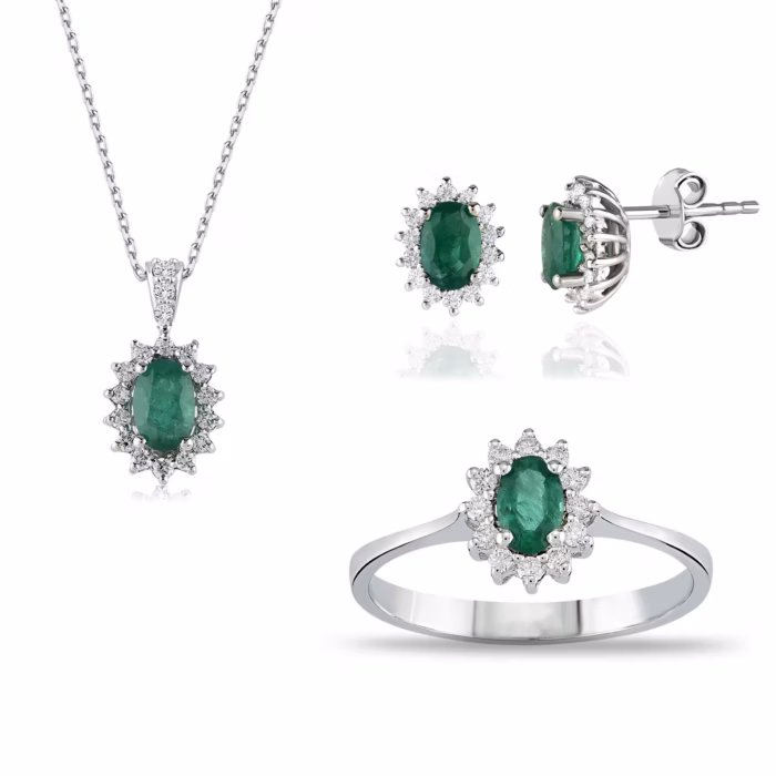 1.27 karat pırlanta  set kolye küpe yüzük el işçiliği uyumu