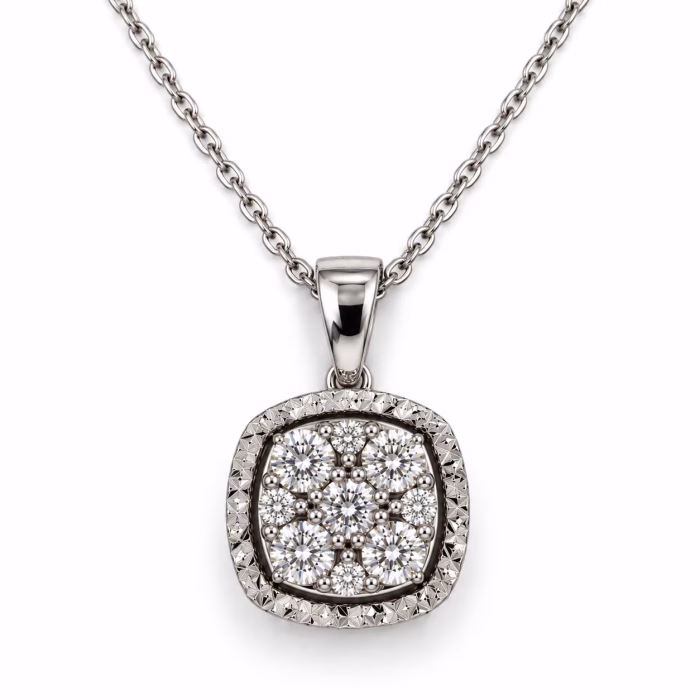 0.21 karat pırlanta kolye 8 ayar beyaz altın zincir
