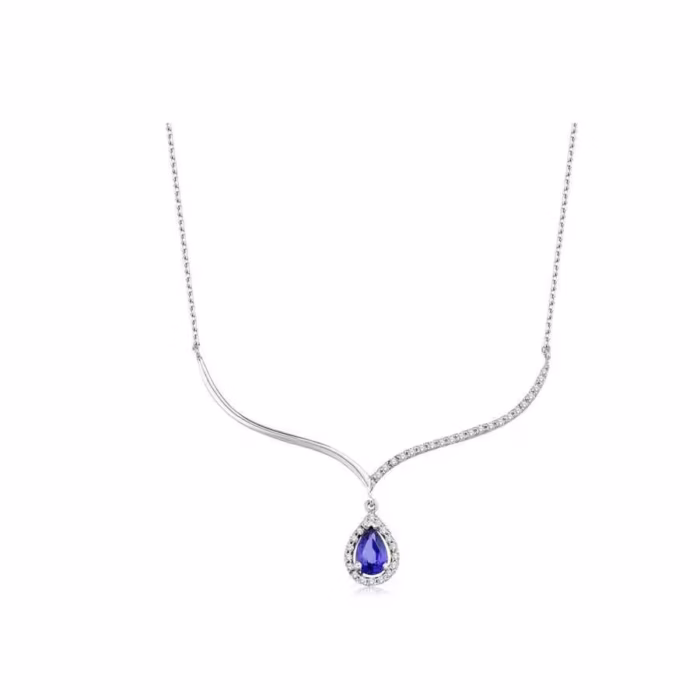 0.79 karat pırlanta  kolye 14 ayar beyaz altın zincir
