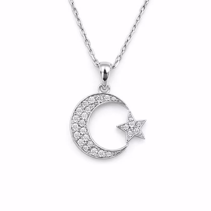 0.07 karat pırlanta  kolye 14 ayar beyaz altın zincir
